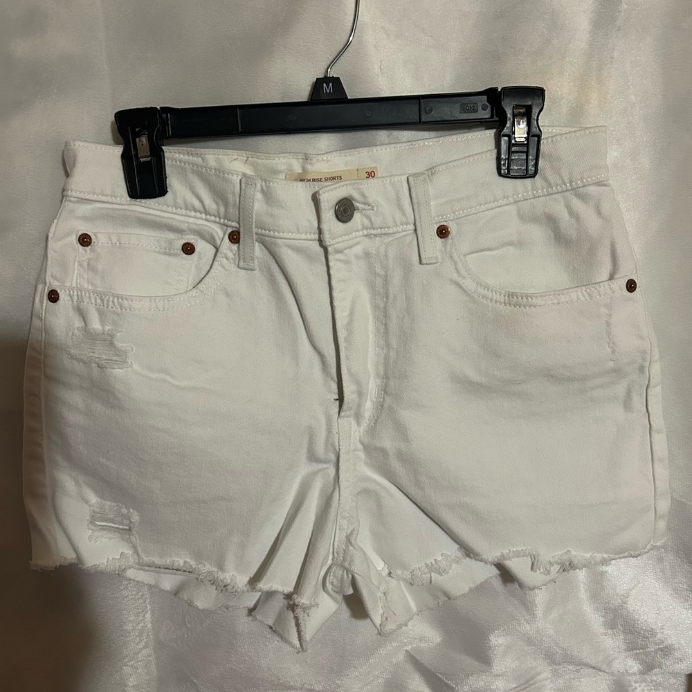 Levi's Women's White Distressed Jean Shorts